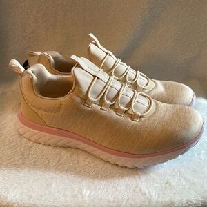 Athletic Works Women's Beige and Pink Sneakers Size 8.5 Lace Up New